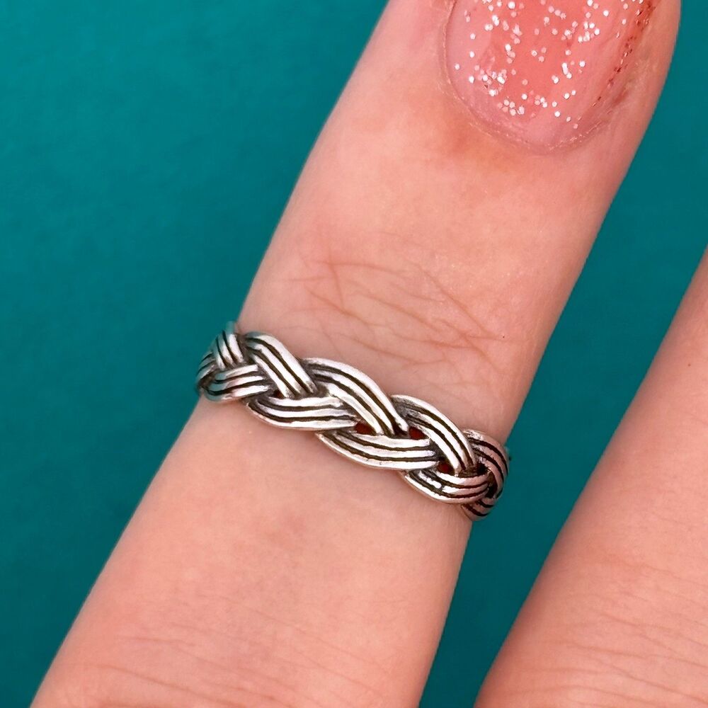 Braided Sterling Silver Toe Ring Adjustable 925